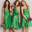 Unique Junior Satin Mismatched Bud Green Different Styles Inexpensive Short Bridesmaid Dresses, WG108