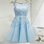 Lovely Junior Round Neckline Sleeveless Lace Appliques Sweetheart Keyhole Back Homecoming Dresses, BD00158