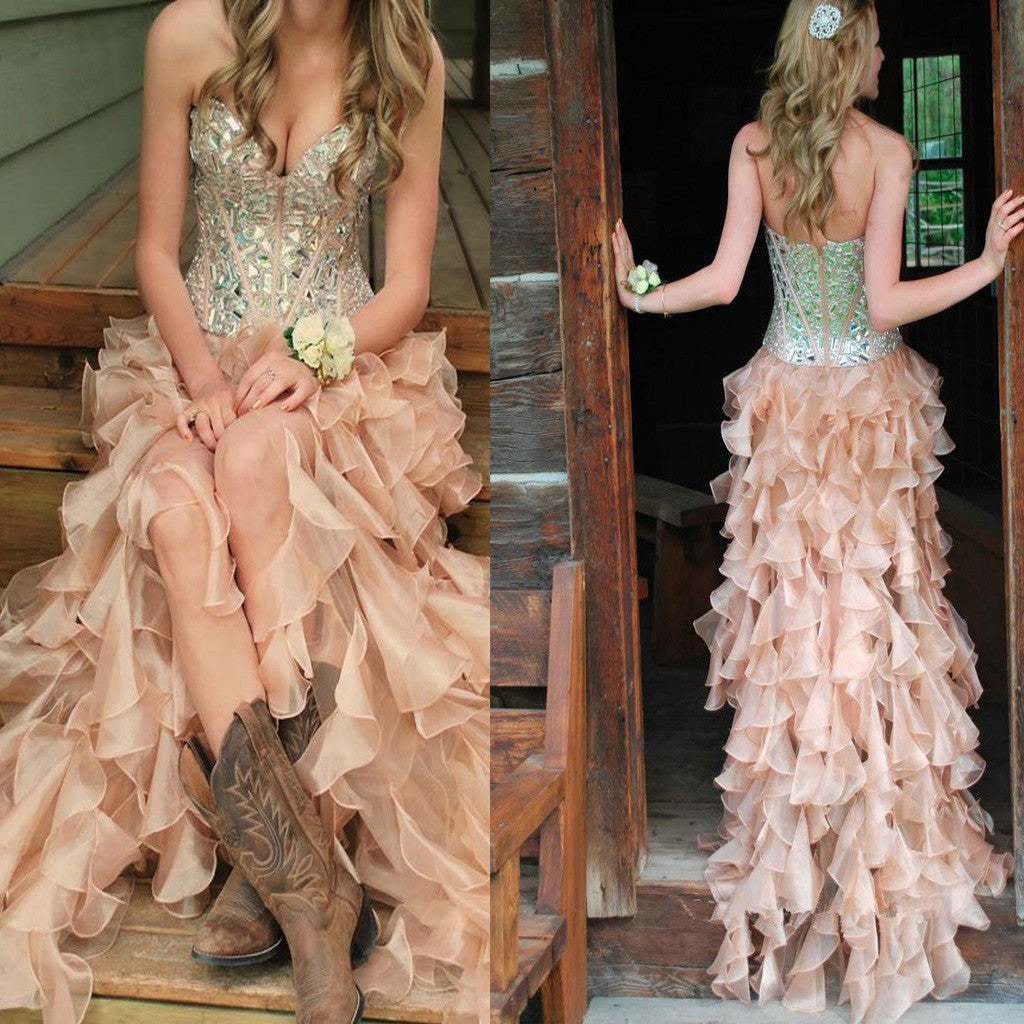 New Sweetheart Vintage Unique For Teens Sparkly Bohemian Long Prom Dresses.  DB0067