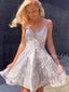 New Arrival V-neck Tulle Lace Open Back Homecoming Dresses.BD10460