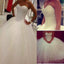 Simple Cute Vintage Sweetheart Strapless White Beaded Tulle Ball Gown Wedding Party Dresses, WD0185