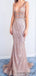 Deep V-neck Sequin Mermaid Long Prom Dresses Evening Dresses.DB10236