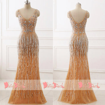 Sparkly Beaded Sequins Mermaid Sleeveless Formal Party  Prom Dresses. DB1061