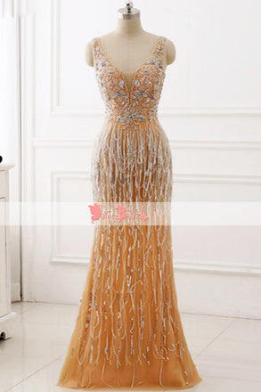 Sparkly Beaded Sequins Mermaid Sleeveless Formal Party  Prom Dresses. DB1061