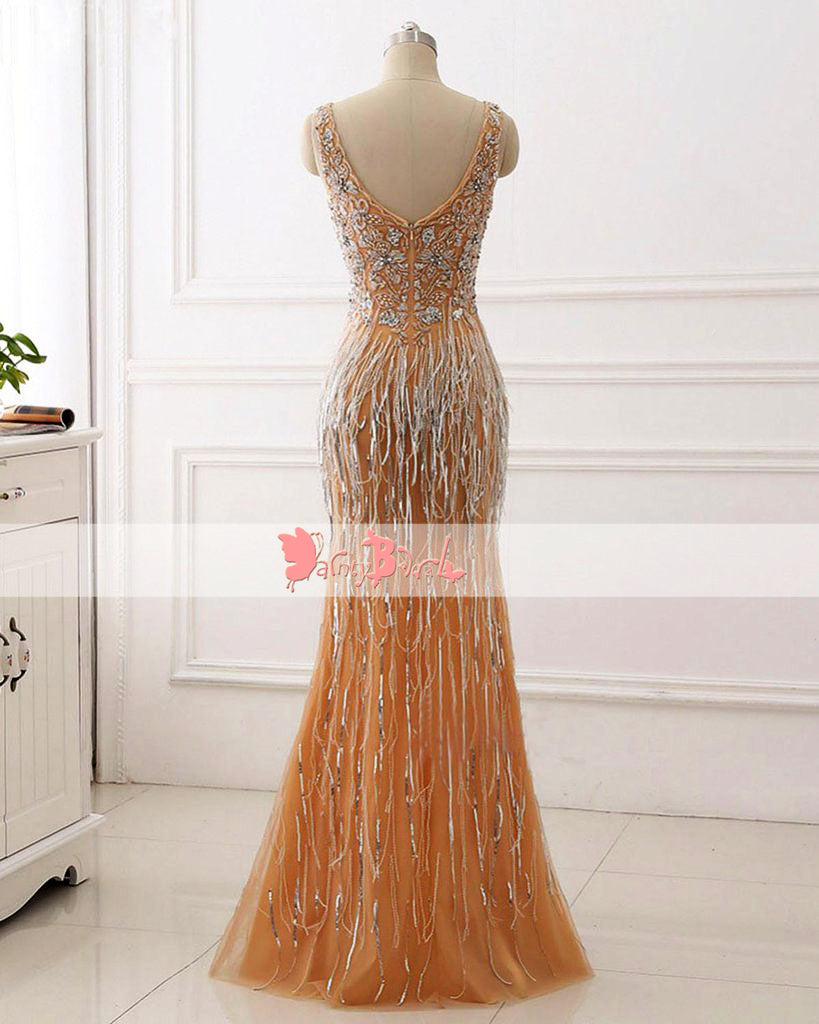 Sparkly Beaded Sequins Mermaid Sleeveless Formal Party  Prom Dresses. DB1061