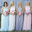 Elegant Hot Sale Jewel Neck Top Lace Sleeveless Chiffon Floor-Length Cheap Maxi Bridesmaid Dresses, WG110