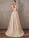 Elegant A-ine V-neck Applique Tulle Prom Dress, DB10910