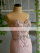 Pink Lace With Beaded Sweetheart Strapless Mermaid Gorgeous Prom Dresses. DB1063