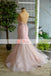 Pink Lace With Beaded Sweetheart Strapless Mermaid Gorgeous Prom Dresses. DB1063