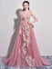 Elegant Pink Applique Illusion Prom Dress, DB10971