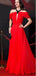 Red Black Halter Off Shoulder Prom Dress, DB10968