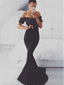 Black Off Shoulder Mermaiid Applique Prom Dress,DB11000