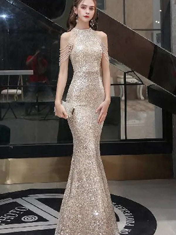 Elegant Gold Sequins Mermaid Prom Dress, DB11001 DaintyBridal Elegant Gold Sequins Mermaid Prom Dress, DB11001 DaintyBridal