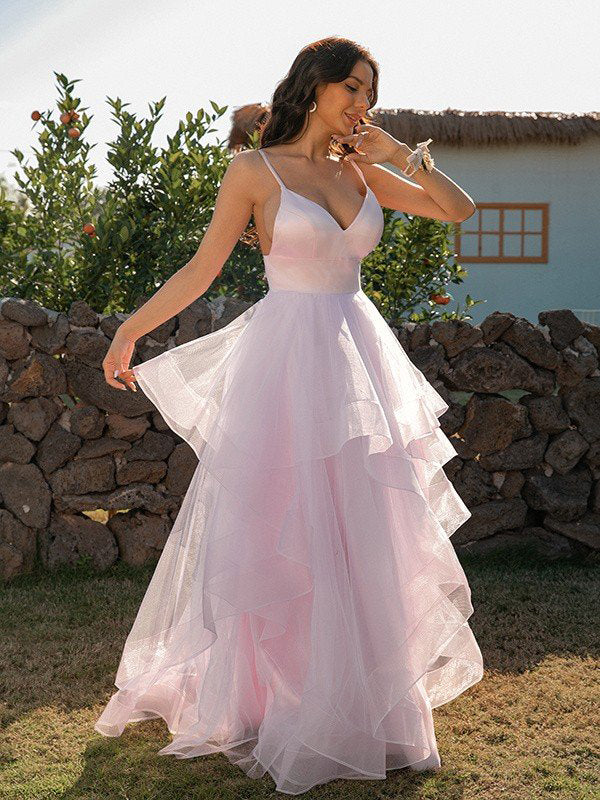 Elegant Spaghetti Straps V-neck A-line Prom Dress, DB11007 DaintyBridal Elegant Spaghetti Straps V-neck A-line Prom Dress, DB11007 DaintyBridal