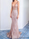 Deep V-neck Sequin Mermaid Long Prom Dresses Evening Dresses.DB10236