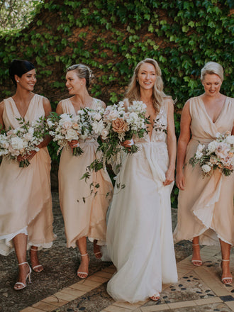 Sexy V-neck Side Slit Long Bridesmaid Dresses.DB10768