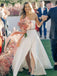 Pretty Straight Simple Two-piece Side Slit Long Wedding Dresses, DB10740