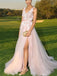 Elegant V-neck Applique Tulle Prom Dress with Side Slit, DB11015