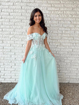 Off Shoulder Lace Long Prom Dress, DB11026