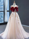 Red Spaghetti Straps Applique Tulle A-line Prom Dress, DB11039
