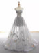 Illusion Tulle Short A-line Gray Prom Dress, OL549