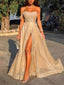 Sparkly Off Shoulder High Slit Prom Dress, OL566