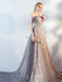 Elegant Off Shoulder Tulle A-line Long Prom Dress, OL575