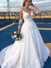 Gorgeous V-neck Long White Lace Applique Wedding dress, WD0431