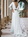 Mermaid Wedding Dress Brush Train Long Sleeves Jewel Neck with Lace, WD0433