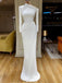 Simple Long Sleeves White Mermaid Satin Wedding Dress, WD0439