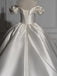 Romantic Off Shoulder Ball Gown Satin Wedding Dress, WD0444
