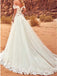 Tulle Off Shoulder Ivory Applique Wedding Dress, WD0455