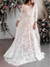 Elegant A-line Long Sleeves Backless Scoop Wedding Dress, WD0458