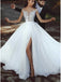 Sexy Off Shoulder Side Slit Tulle Lace Applique Wedding Dress, WD0469