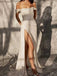 Elegant Off Shoulder A-line Sequined Side Slit Wedding Dress, WD0473