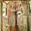 Cheap Mismatched Sparkly Gold Sequin One Shoulder Shinning V-Neck Short Column Bridesmaid Dresses, WG122