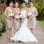 Shinning Full Sequin Sheath Sleeveless Plus Size V-Neck  Knee-Length Short Wedding Party Bridesmaid Dresses, WG124