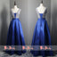 Sparkly Silver Beads Top Royal Blue Sleeveless Lace Up Back Prom Dresses. DB1069