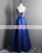 Sparkly Silver Beads Top Royal Blue Sleeveless Lace Up Back Prom Dresses. DB1069