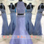 Two Piece High Neckline Keyhole Back Gorgeous Beaded For Teens Mermaid Prom Dresses. DB1070