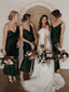 Simple V-neck Spaghetti Strap Long Bridesmaid Dresses.DB10837