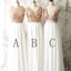Mismatched Sequin Top White Chiffon Sleeveless Long Column Bridesmaid Dresses For Wedding, WG17
