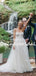 Simple Straight A-line Sleeveless Tulle Lace Long Wedding Dresses, DB10742