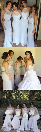 Sexy Mermaid Tulle Halter Sweetheart Fashion Long Sweep Trailing Wedding Party Bridesmaid Dresses , WG132