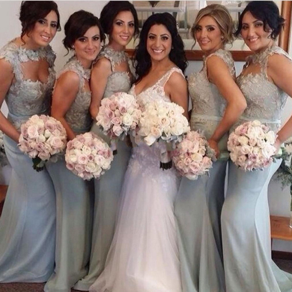 Unique Open Chest Sexy Mermaid Sweetheart Sleeveless Lace Long Sweep Trailing Wedding Bridesmaid Dresses, WG135