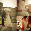Vintage Ivory  Unique High Low Round Neck Beading  Charming Ball Gown Wedding Dresses,DB098