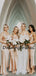 Sexy V-neck Mermaid Side Slit Long Evening Dresses Bridesmaid Dresses.DB10728