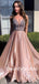 Charming V-neck A-line Long Prom Dresses.DB10813