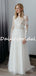 Simple Round Neck Long Sleeve Tulle Lace Long Wedding Dresses, DB10743