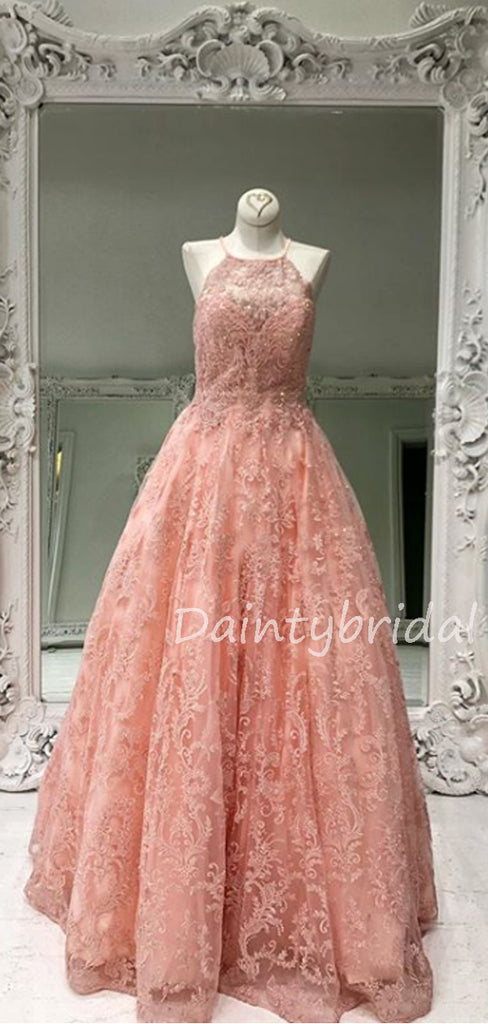 Charming Tulle Lace A-line Long Prom Dresses Evening Dresses.DB10603